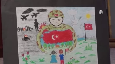 Mehmetçik ve vatan için çizdiler!