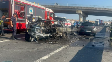 Otomobile sıkışan sürücü yanarak hayatını kaybetti!