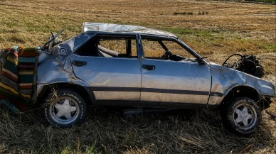 Edirne'de otomobil yaklaşık 50 metreden şarampole yuvarlandı: 1 yaralı