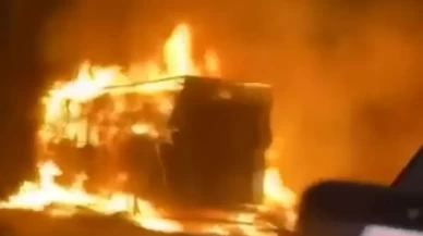 Saman yüklü dorse alevlere teslim oldu