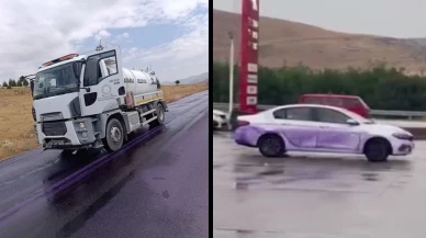 Araçlar mora boyandı