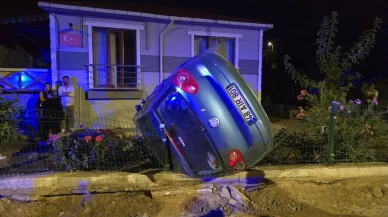 Emanet otomobille gezintiye çıktı, evin bahçesine uçtu