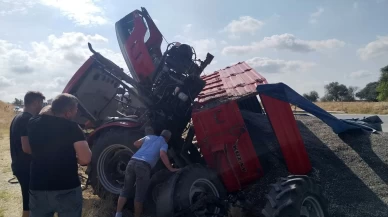 Uzunköprü’de traktör devrildi: 2 yaralı