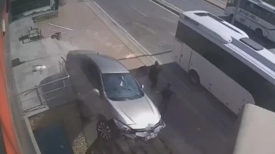 Kocaeli'de kontrolden çıkan araç merdiven boşluğuna uçtu