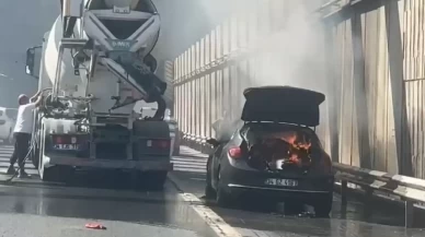 Sarıyer’de seyir halindeki otomobil alevlere teslim oldu