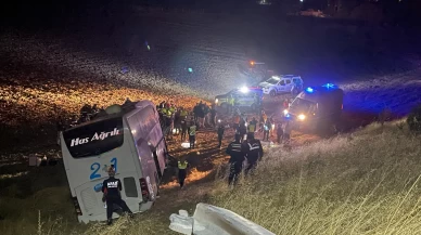 Yolcu otobüsü tarlaya daldı! 24 kişi yaralandı