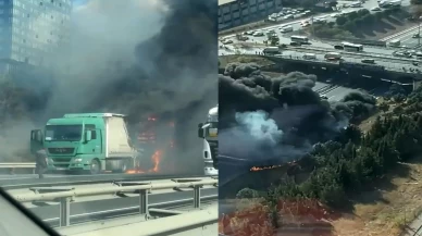 Esenyurt TEM Otoyolunda tır alev aldı: Bölgeye itfaiye ekipleri sevk edildi
