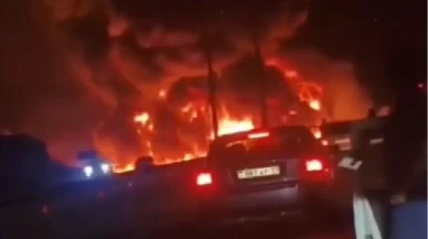 22 ton yağ taşıyan TIR alev aldı!