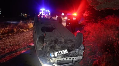 Nevşehir'de kontrolden çıkan otomobil şarampole yuvarlandı