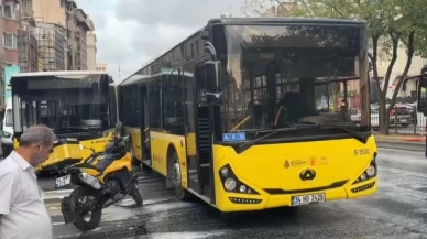 İstanbul'da İETT otobüsleri çarpıştı! Yol buz pistine döndü