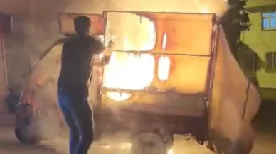 Ambulans şoförü bu kez alevlerle boğuştu