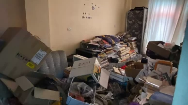 Amasya’da 3 katlı evden yaklaşık 1 ton çöp çıkarıldı