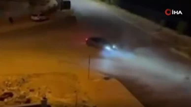 Drift yaparken kaldırıma çarpmaktan son anda kurtuldu!