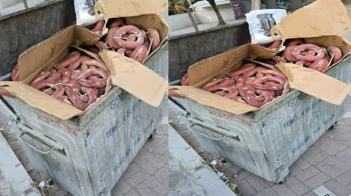 Çöpe kilolarca kangal sucuk attılar!