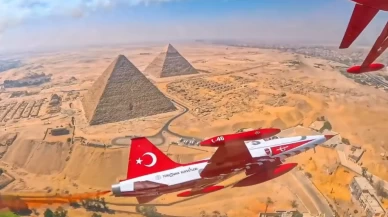 Tarih yerde, Türk Yıldızları göklerde! Piramitler üzerinde nefes kesen gösteri