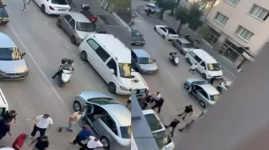 Arabalar durdu, yumruklar konuştu! İki grup arasında kavga