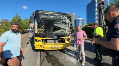 Beşiktaş’ta İETT otobüsü iş makinesine çarptı: 5 yaralı