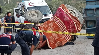 Aydın Köşk'te yokuş aşağı inen traktör devrildi