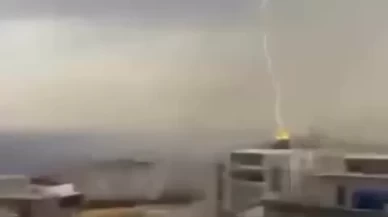 Şırnak'ta korku dolu anlar! 8 katlı binaya yıldırım düştü