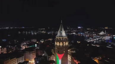 Galata Kulesi bu kez Gazze için aydınlandı