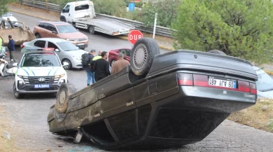 Aydın Efeler’de freni boşaldığı belirtilen otomobil takla attı