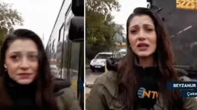 NTV muhabirine canlı yayında İETT otobüsü çarptı!