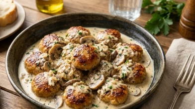 Kremalı mantar soslu tavuk köftesi!