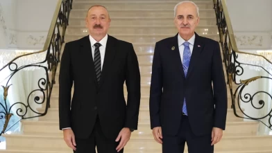 TBMM Başkanı Kurtulmuş, Bakü’de İlham Aliyev ile görüştü