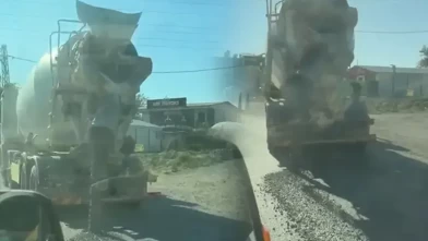 Hatay'da yola beton dökerek ilerleyen miksere 191 bin lira ceza
