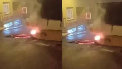Açıkta kalan elektrik kabloları alev aldı