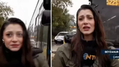 NTV muhabirine canlı yayında İETT otobüsü çarptı!