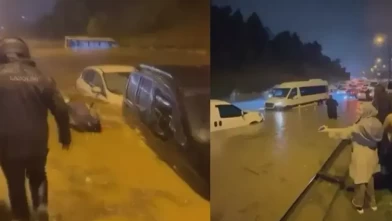 İstanbul’da yağış sonrası Şile Yolu’nda zor anlar