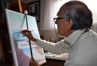 55 yıldır en yakın arkadaşı resim tuvali oldu! Atölyesini kurdu