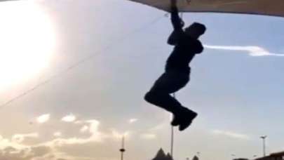 Şaşırtan görüntü! Uçan pazarcı