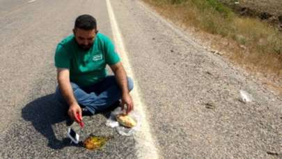 Esnaf asfaltta sucuklu yumurta pişirdi