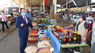 Başkan Kayda yeniden açılan üretici pazarını ziyaret etti