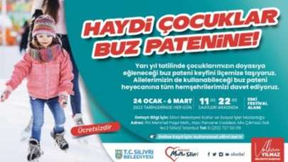 Silivri belediyesinden çocuklar için buz pateni etkinliği