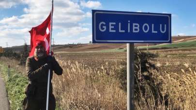 Şehitler için İstanbul'dan Çanakkale'ye yürüyen gazi torunu, Gelibolu'ya ulaştı