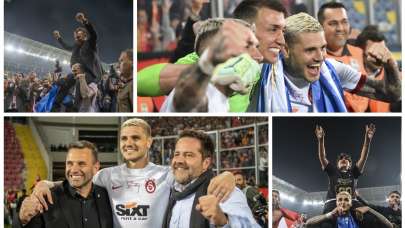 Galatasaraylı futbolcuların şampiyonluk sevinci