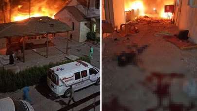 İsrail'in saldırısı sonucu yüzlerce kişinin can verdiği hastaneden ilk görüntüler