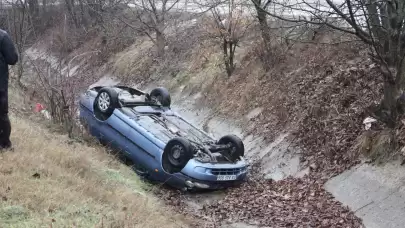 Otomobil su kanalına uçtu: 1 yaralı