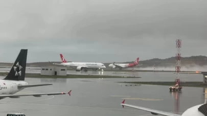 İstanbul Havalimanı'nda yağmur etkili olmaya başladı