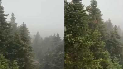 Uludağ'da ilk kar yağışı görüntülendi