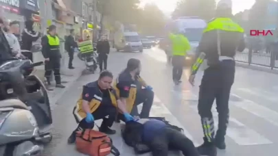 Amasya’da yaya geçidinde kaza: Motosiklet devrildi, sürücü yaralandı