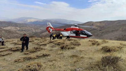 Ağaç keserken uçuruma yuvarlandı: Helikopterle kurtarıldı