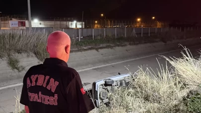 Aydın'da otomobil sulama kanalına devrildi: 2 yaralı