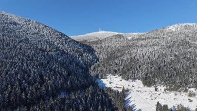 Alaçam’da kış kendini gösterdi! Ormanlar beyaza büründü