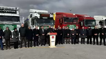 Konya'dan yardım tırları yola çıktı, depremzede 100 nişanlı çifte destek olacak