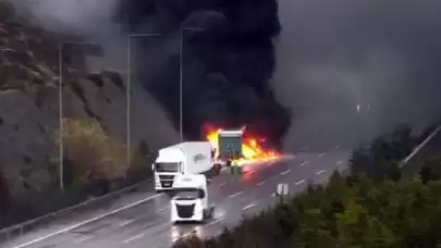 Yavuz Sultan Selim Köprüsü çıkışında TIR yangını