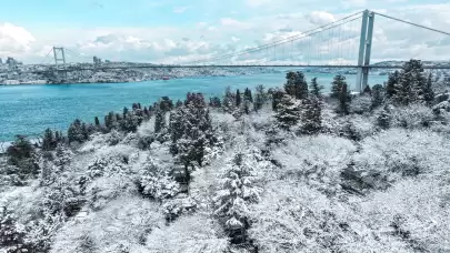 İstanbul'da kar yağışı havadan görüntülendi